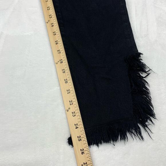 J BRAND Black Jeans Womens sz 28 Ruby Frayed Hem Fringe High Rise Stretch Denim - Picture 6 of 9